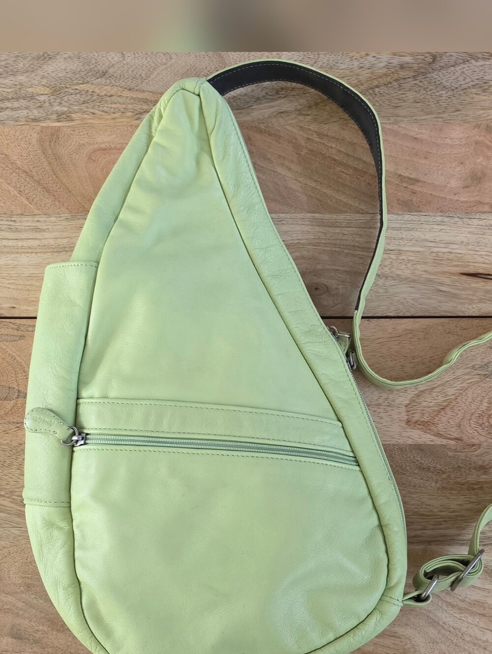 Ameribag Healthy Back Bag Lime Green Leather Sling, Small
